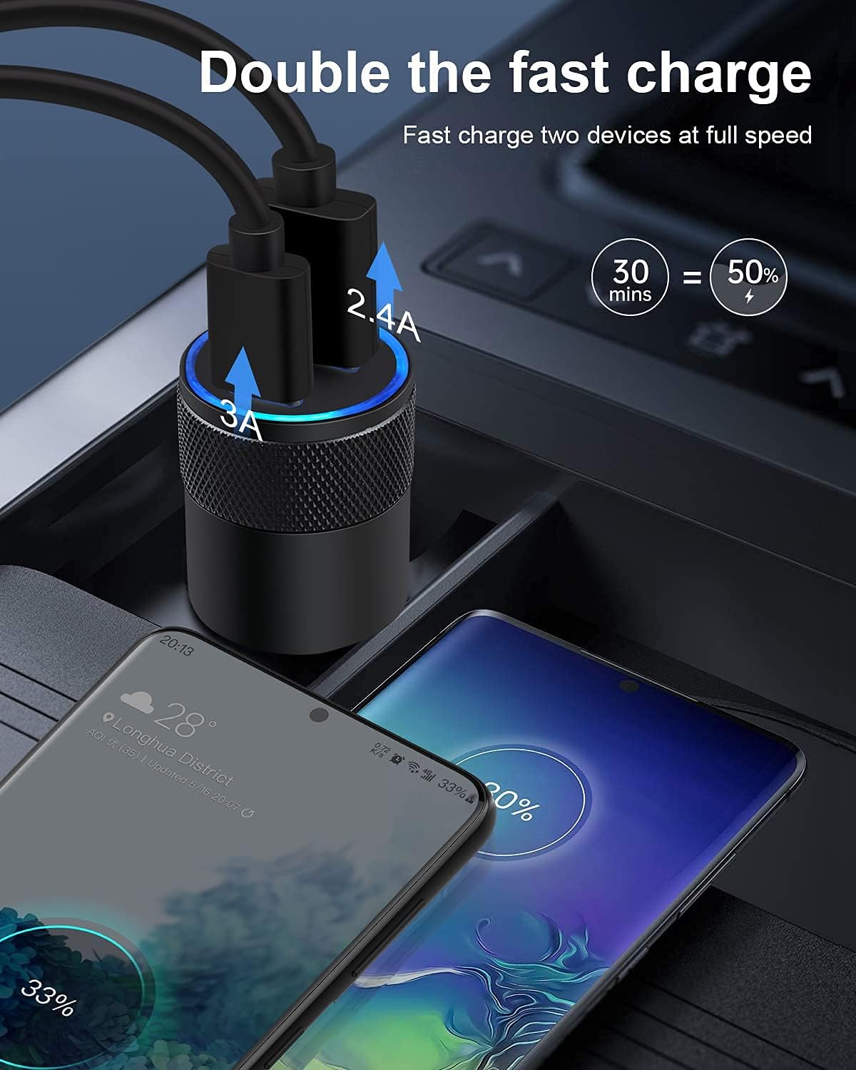 AILKIN 30W PD USB C Car Charger, USB Type C Fast Power Charging Block