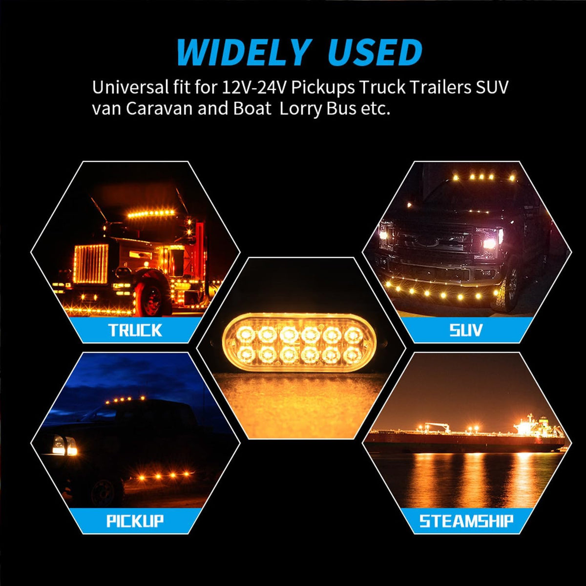 8-Pack 12 LED Vehicles Trucks Emergency Strobe Lights Kit, 12-24V Light