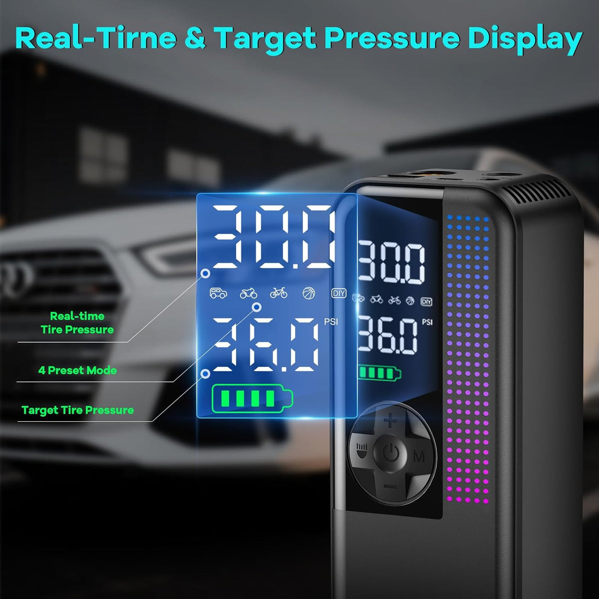 WEOLULI Tire Inflator Portable Air Compressor, 150 PSI Cordless Air Pump