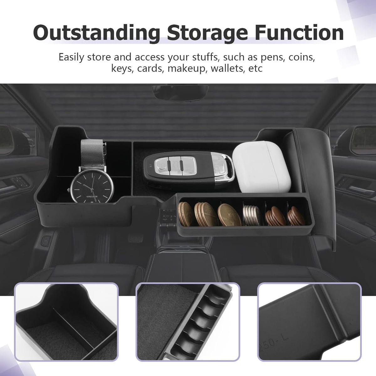 LUWU 2027 Land Cruiser Center Console Organizer - Compatible with 2024-2026 2027 Toyota Land Cruiser Accessories Under Screen Organizer Tray 2026 2027 LC250 Armrest Console Organizer