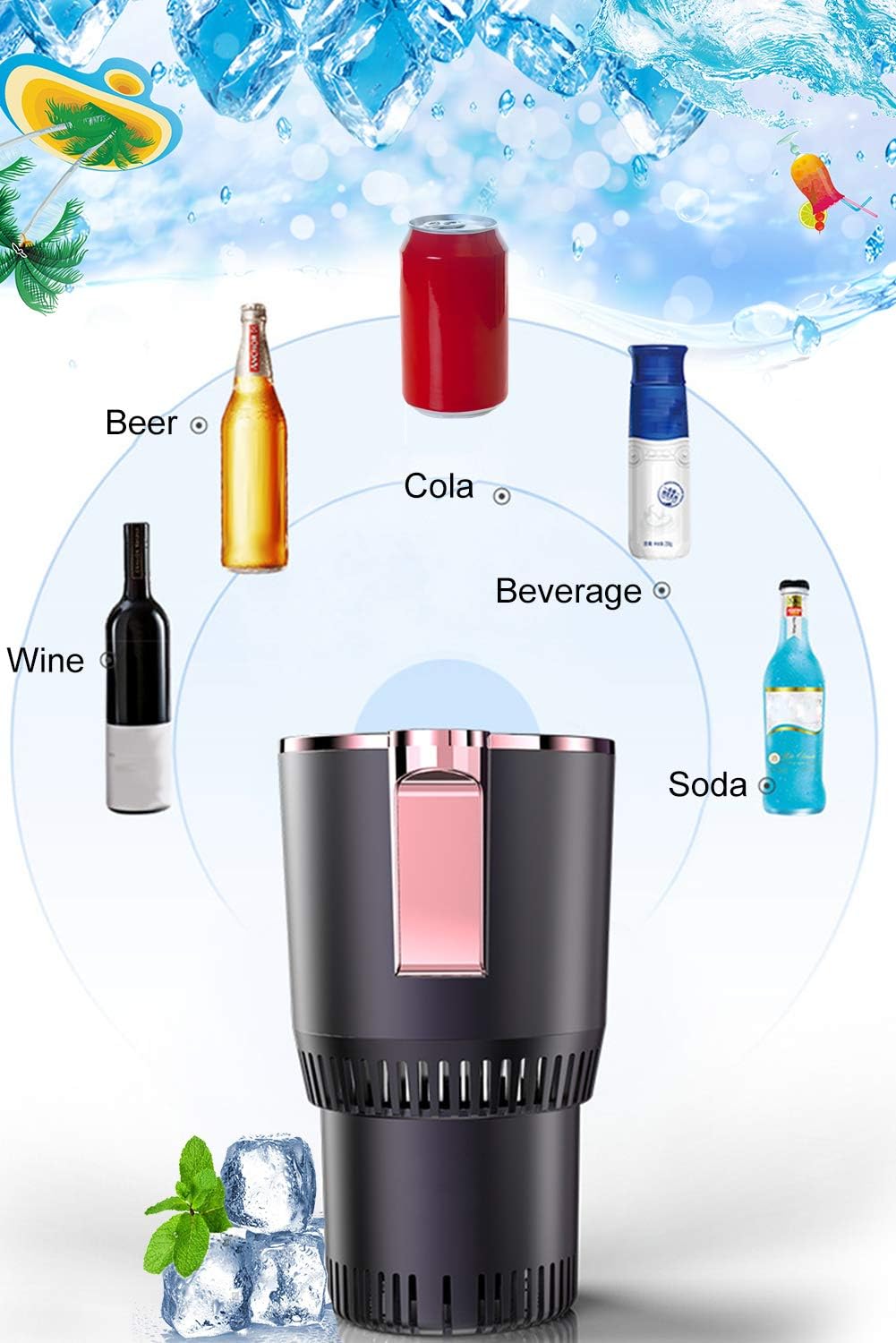 Home & Car Cup Cooler Warmer Quick Electric Cooling Cup -3℃~58℃ Heat and Cold Insulation Drink Cooler Cup Coffee Warmer for Office/Road Trip