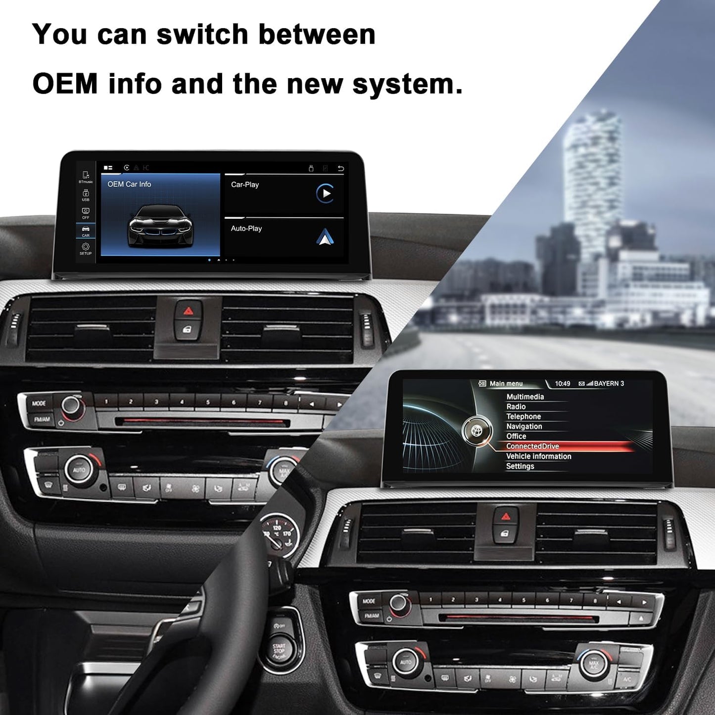 PEMP Linux Screen for BMW 2012-2017 F30 F31 F32 F33 F34 F35 F20 F21 F22 ID4 NBT CIC, Support iOS 26 Wired and Wireless CarPlay Retrofit Android Auto 328i 320i Accessories Radio