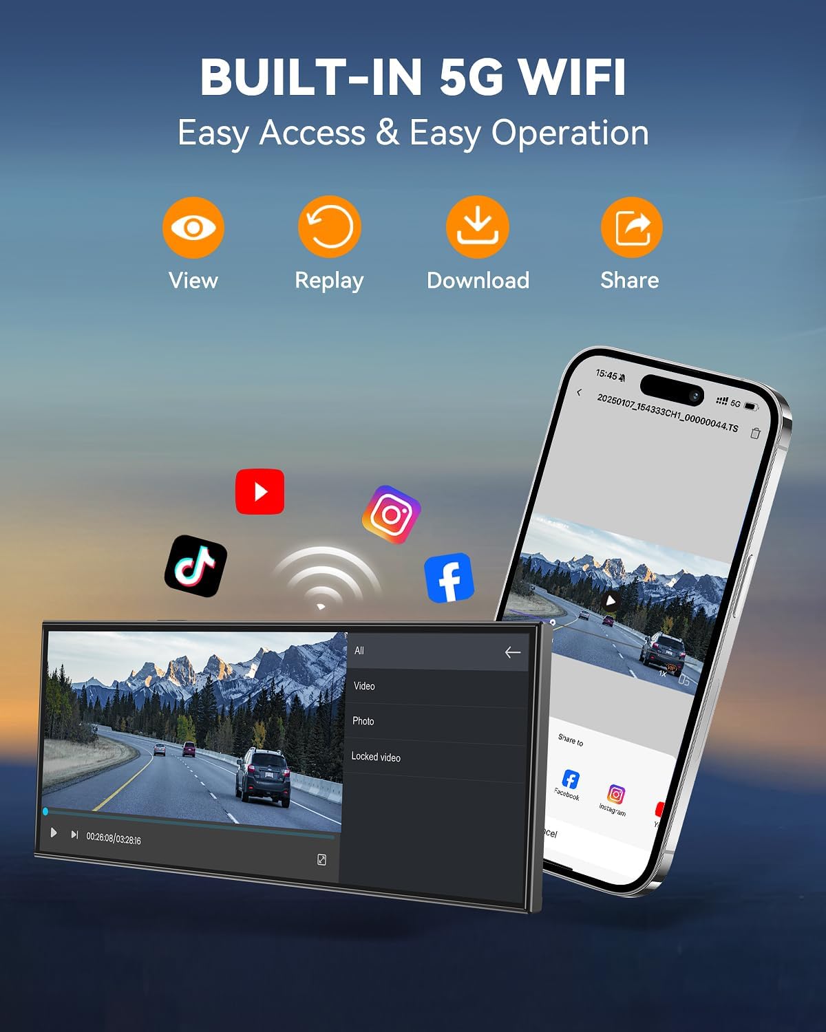 11.5" Largest Wireless Carplay Screen for Car, Portable A pple Carplay & Android Auto Touch Screen, 4K Dash Cam/App Control/1080p Backup Camera/Mirror Link/Voice Control/GPS/Bluetooth,for All Vehicles