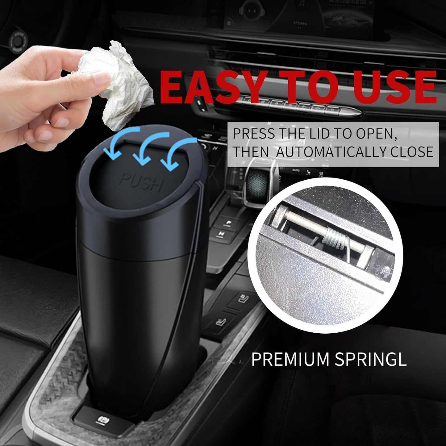 Car Trash Can with 90 Free Garbage Bags - Waterproof, Lid-Closed, Easy-to-Clean Cup Holder Trash Can, Ideal for Car Organization (Black & Pink Combo, 2-Pack, Perfect for Home, and Travel)