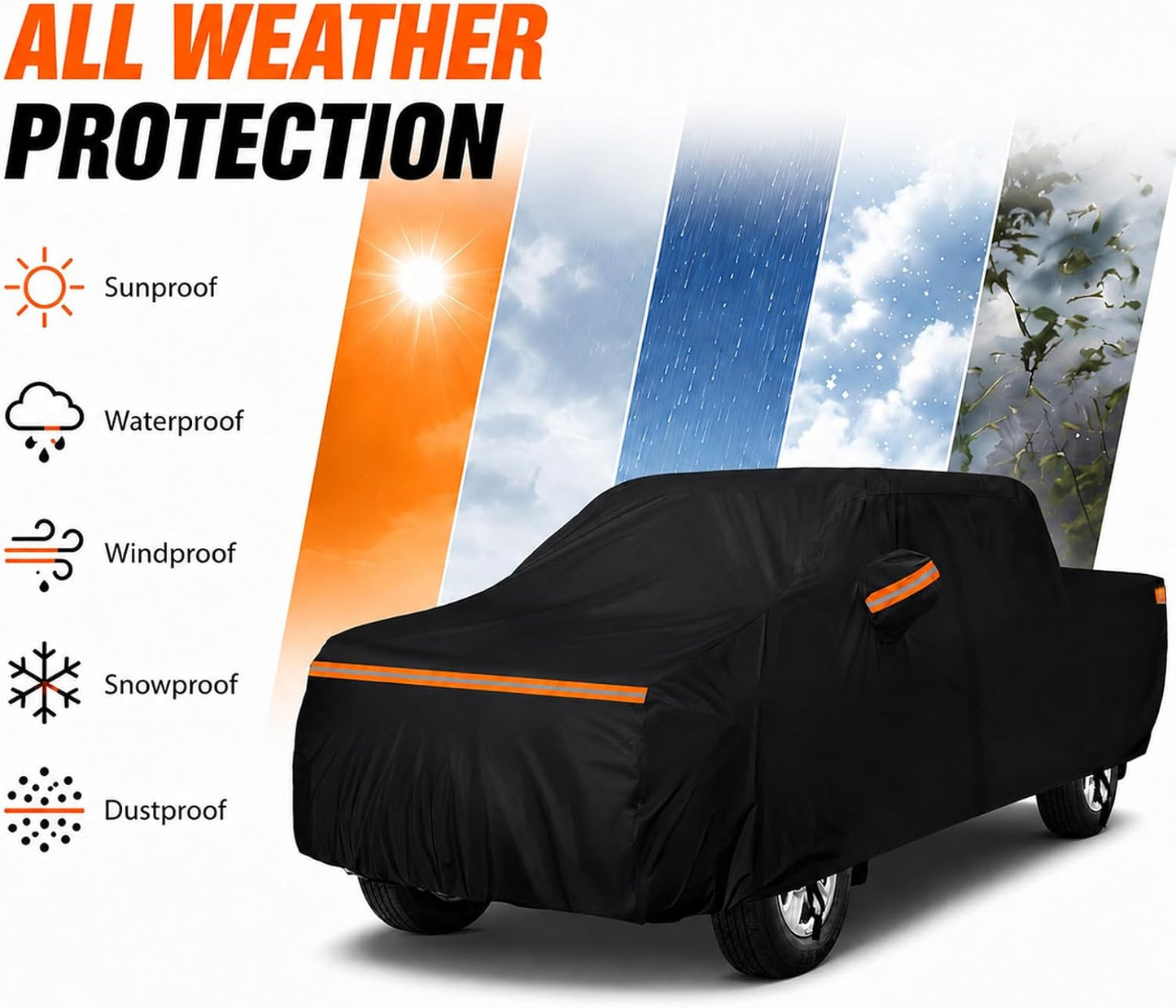 Pickup Truck Car Cover for Chevy Colorado & GMC Canyon Extended Cab and Crew Cab Long Box (6.2ft Bed), Waterproof Heavy Duty Full Exterior Cover Outdoor Protection Rain, UV Rays, Dust, Snow and Wind