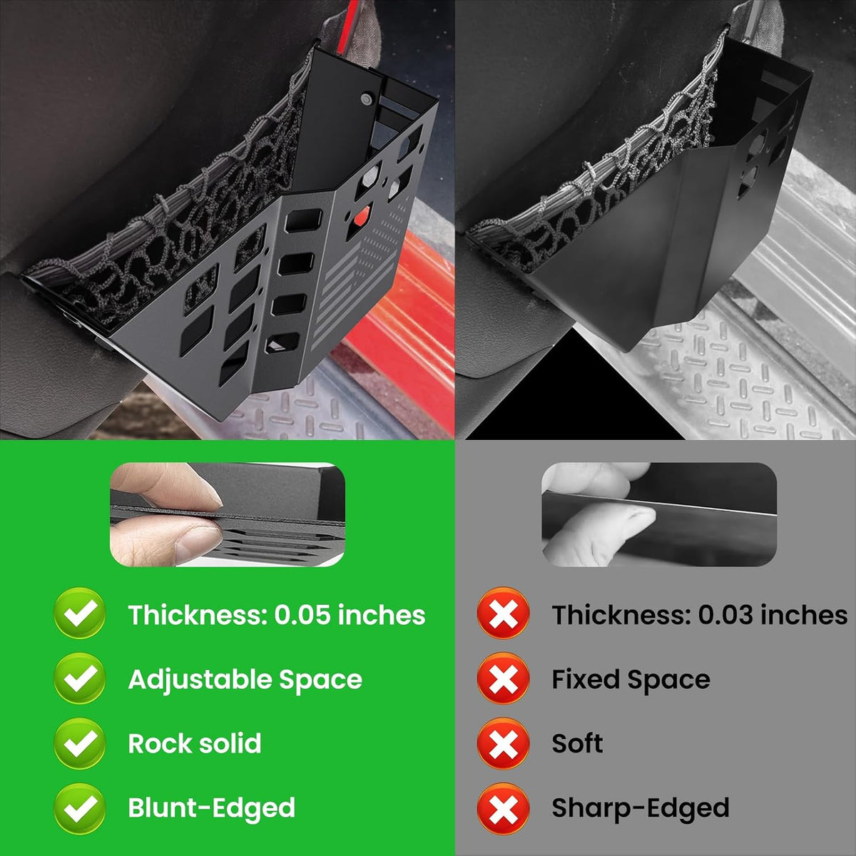 DIAMOOKY Metal Front Door Pocket Storage Box for Jeep Wrangler JK JKU