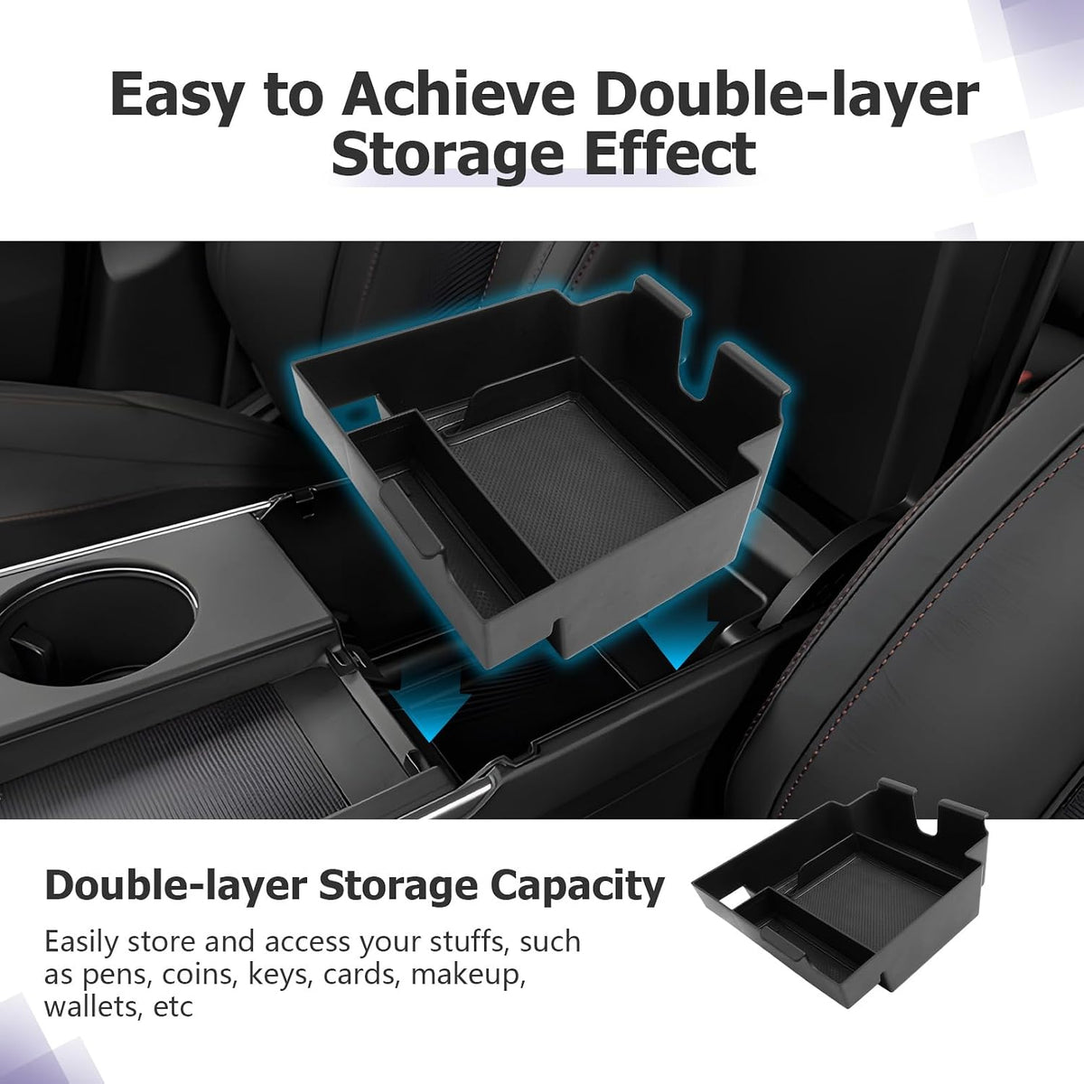 LUWU 2025 A cura TLX Center Console Organizer for 2021 2022 2023 2024 2025 A cura TLX Accessories Armrest Console Storage Box Insert Tray ABS Material Black
