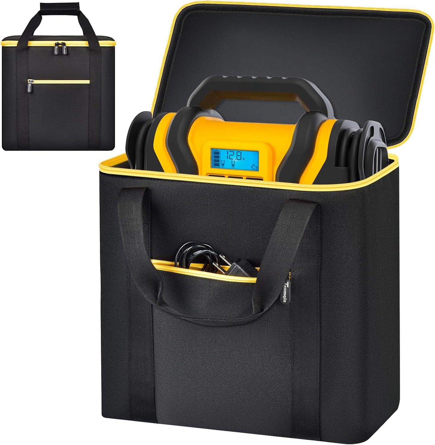 Jump Starter Hard Case for DEWALT DXAEPS14 2000 Peak, Car Emergency Bag | Pocket Stores Clamps Cables Accessories, Keeps Battery Booster Protected For Drivers, Road Trips And Trunk Kits, Bag Only