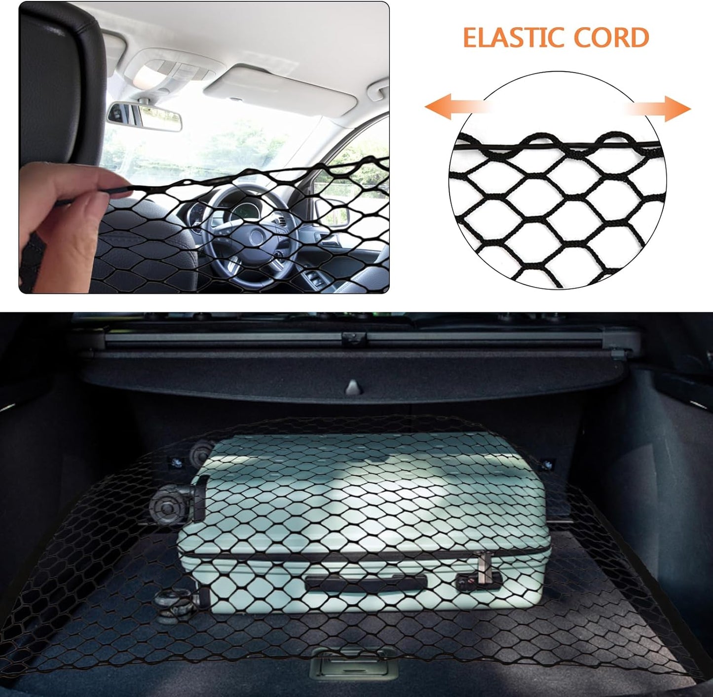 Dog Car Net Barrier for SUV - Pet Car Divider Back Seat Barrier Net, Easy to Install and Remove,with Flexible Bungee Cords Adjustable for Trucks, SUV, Vans, Universal Fit Sturdy Mesh (47 * 27 inches)