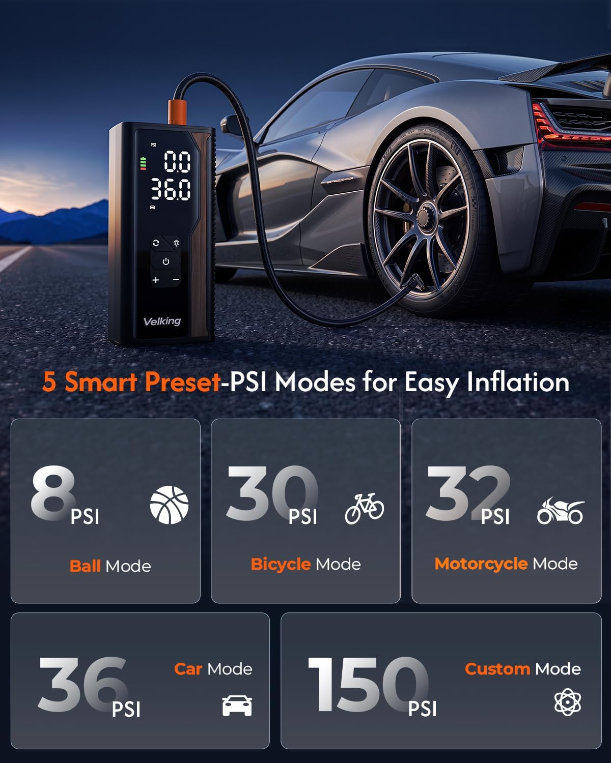 Tire Inflator Portable Air Compressor, Air Pump for Car Tires