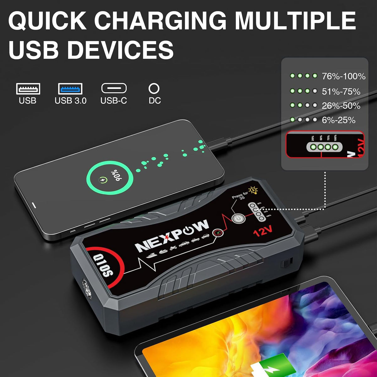NEXPOW Car Jump Starter 2026 Upgraded Car Battery Jump Starter Pack