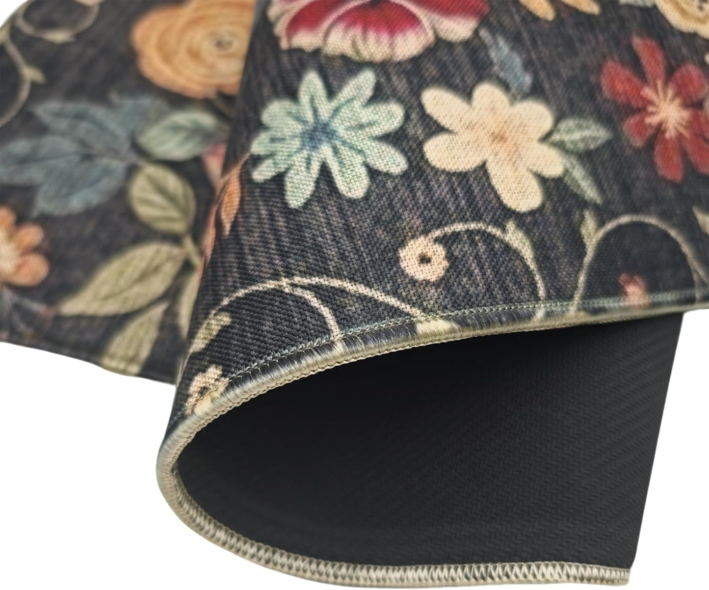 Premium Linen Boho Car Floor Mats Full Set, Vintage Floral Design | Waterproof & non-slip all-weather mats, universal fit for SUV Sedan, luxury car interior accessories for men and women