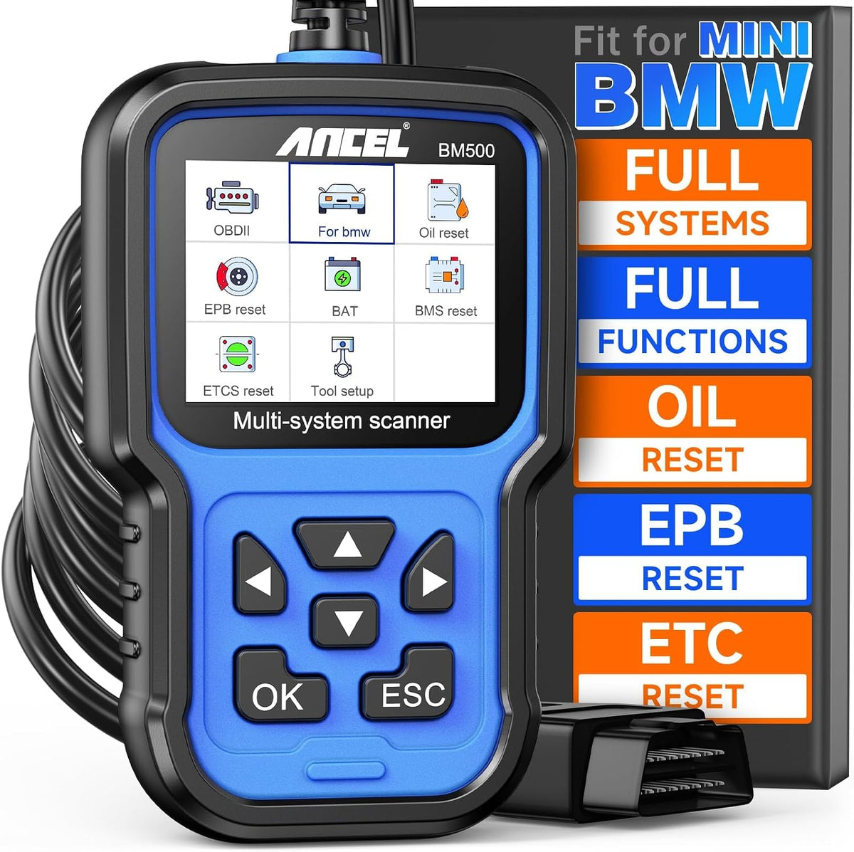 ANCEL BM500 OBD2 Scanner for BMW & MINI, Battery Registration