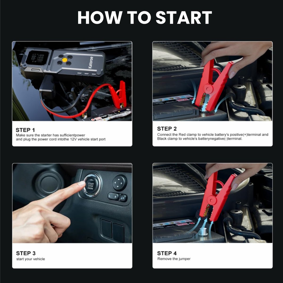 Jump Starter with Air Compressor, Jump Box 4000A Portable Jump Starter (10.0L Gas/8.0L Diesel), 12V Car Battery Jumper Starter with 150PSI Tire Inflator, Display, 3 Mode Flashlight