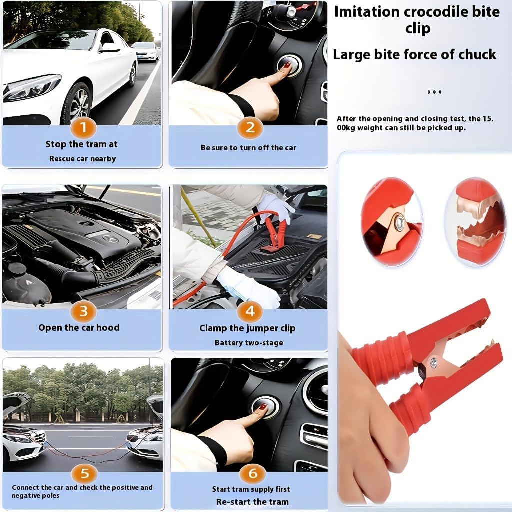 Car Roadside Emergency Kit with Jumper Cables & Tow Rope