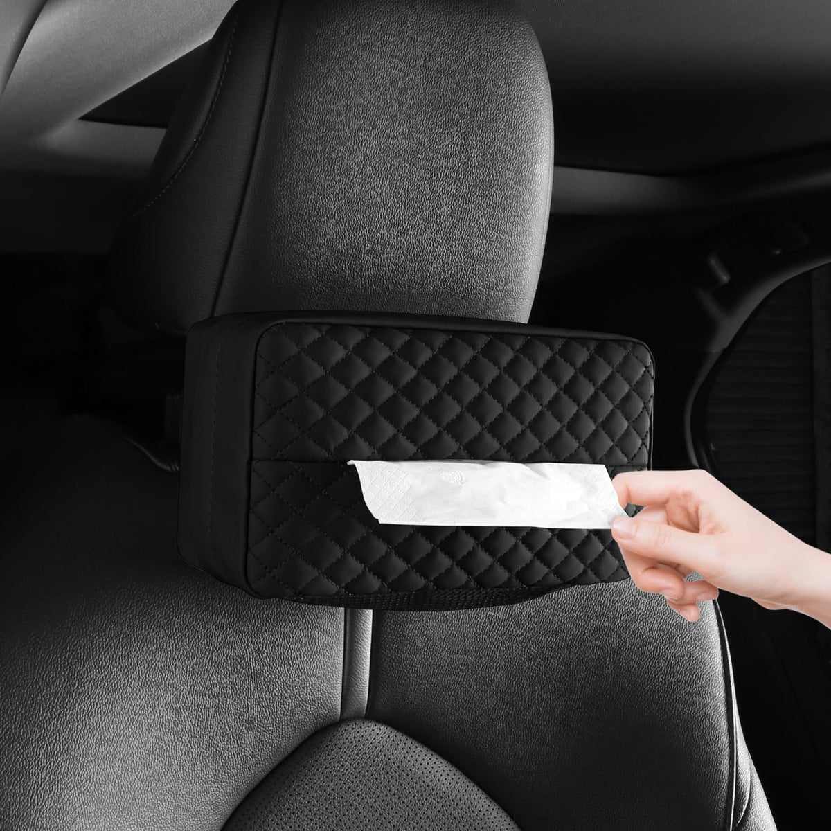 Car Tissue Holder for Sun Visor, Leather Large Capacity Napkin Case Box