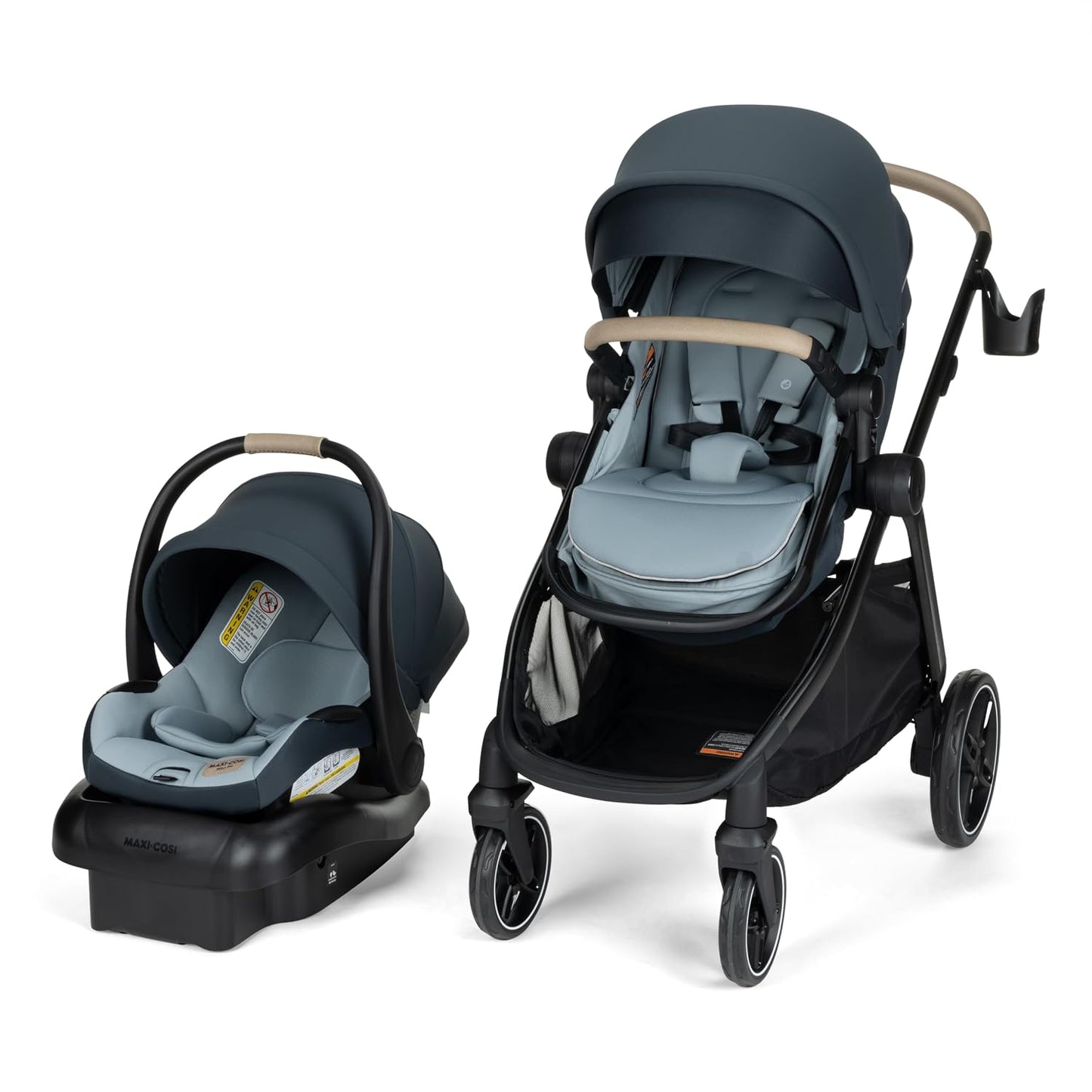 Maxi-Cosi Zelia Pro 5-in-1 Travel System with Mico Pro Infant Car Seat and Baby Stroller Combo, Reversible Seat, Large Wheels, Adjustable Handle, Newborn to Toddler, Lightweight, Seascape