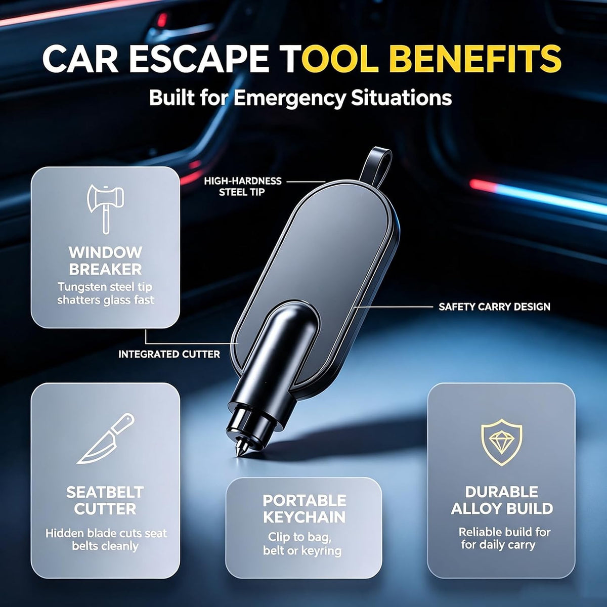 2026 Upgraded Terrastrike Car Escape Tool Under Water Breaker 2PCS