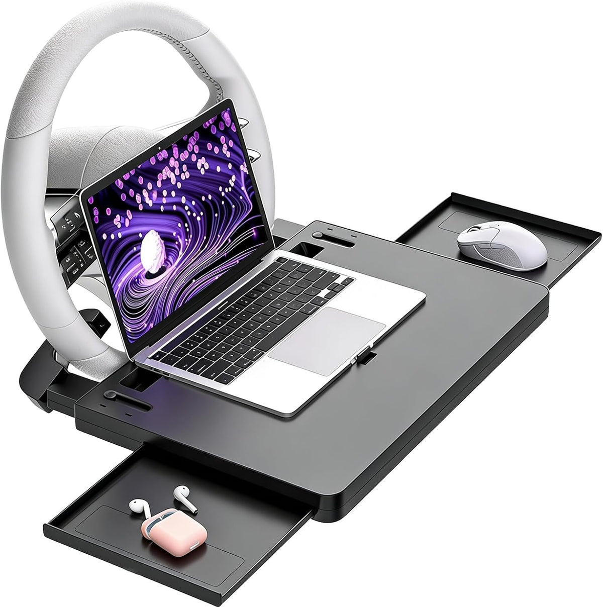 Steering Wheel Tray, Car Steering Wheel Desk for Laptop, Car Seat Stand Trays for Standard Round Steering Wheels, Multipurpose Car Table for Laptop, Eating Food