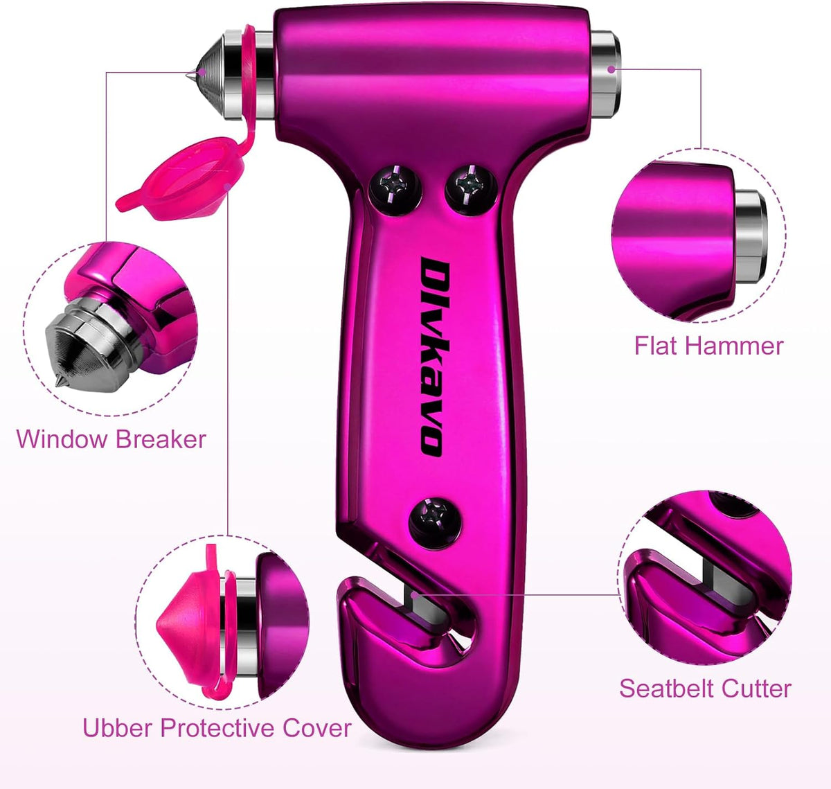 Window Breaker, Emergency Escape Hammer, 3-in-1 Window Breaker & Seat Belt Cutter, Window Glass Breaker, Car Safety Tool for Vehicle, Office, Home