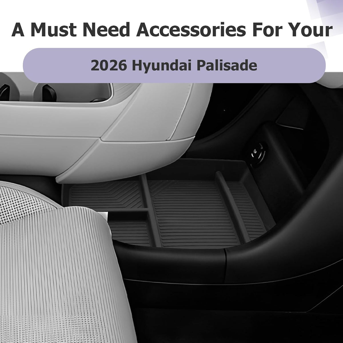 LUWU Low Center Console Organizer Compatible with 2026 2027 Hyundai Palisade Calligraphy Accessories Armrest Console Organizer Armrest 2027 Palisade Lower Storage Tray w/o Cup Holder(ONLY for 7-Seat)