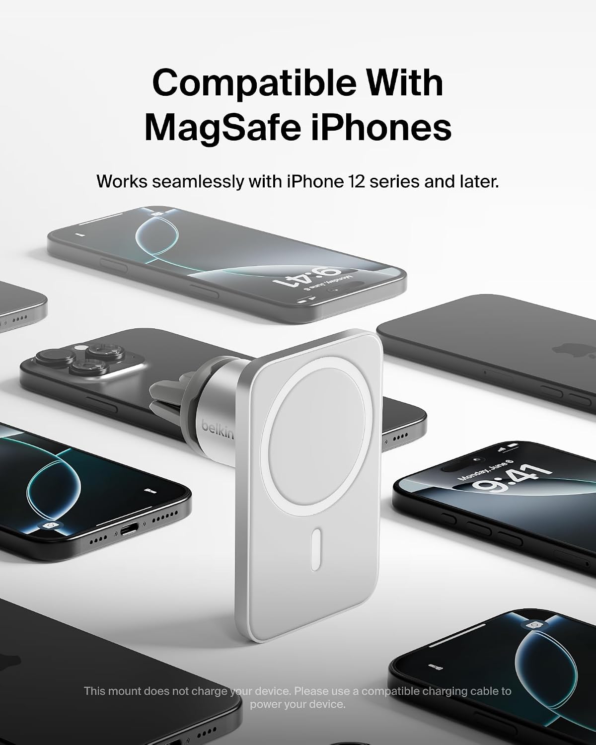 Belkin Magnetic Vent Mount Pro, MagSafe-Compatible Phone Holder for iPhone