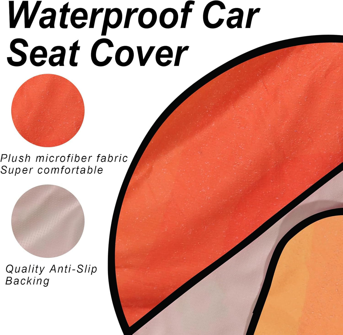 Sweat Towel Car Seat Cover Protector Front Seats for Gym Workout, Running, Swimming, Beach and Hiking, Waterproof Universal Seat Cover for Car, Trucks, Van & SUV (2, Gradient Orange, Front)