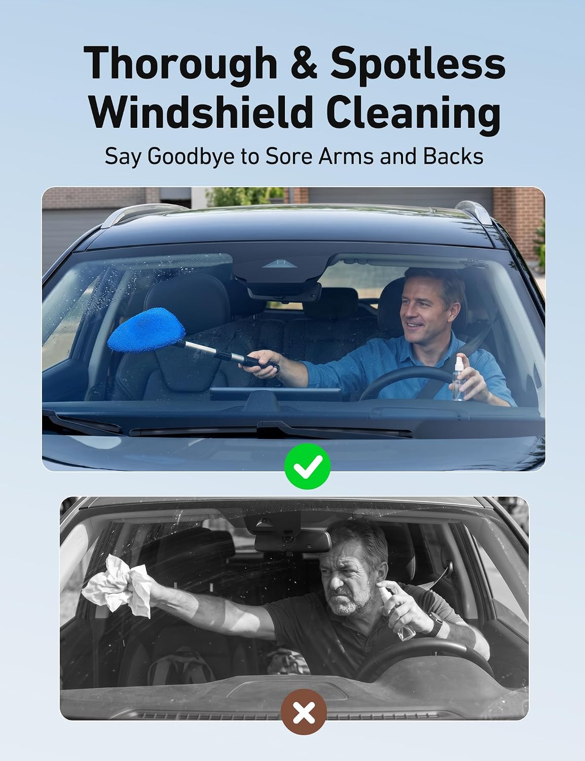 AstroAI 32" Ultra-Long Windshield Cleaner Tool & Car Interior Detailing Kit