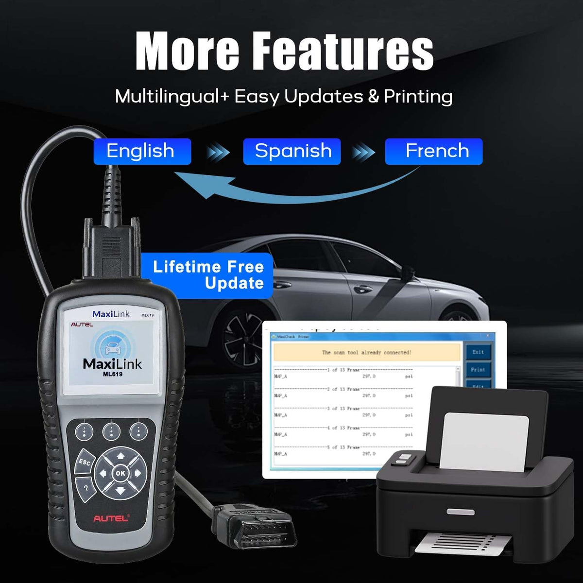 Autel MaxiLink ML619 ABS SRS OBD2 Diagnostic Code Reader