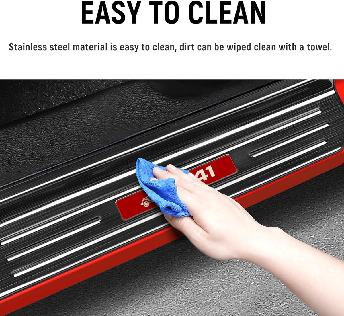 2PCS Door Sill Guards for Jeep 2018-2026 Wrangler JL JLU & 2020-2026 Gladiator JT Accessories Stainless Steel Material Red Trim Door Sill Protector 2-Door Black Brushed Door Entry Guard
