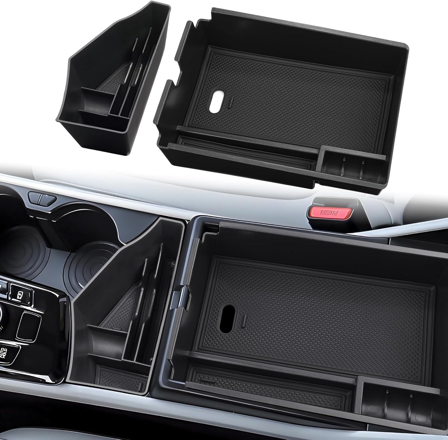 Compatible with Kia Sportage 2026 2025 2024 2023 Accessories NQ5 Car Interior Center Console Organizer Armrest Storage Box Armrest Cover Insert Tray -Black