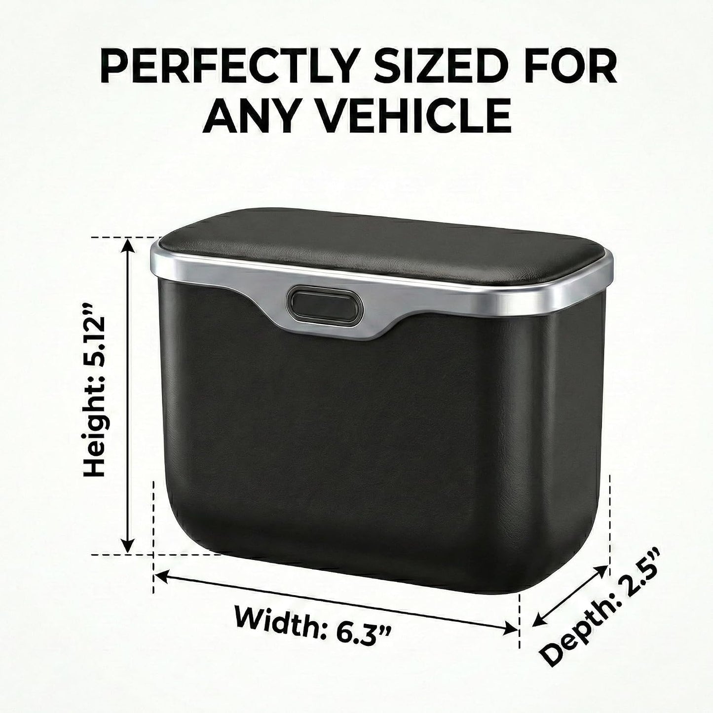 Car Trash Can with Lid - Leakproof Hanging Car Garbage Bin for Door & Seat Back - Waterproof Auto Trash Bag & Multifunctional Storage Organizer for SUV, Truck, Sedan (Black)