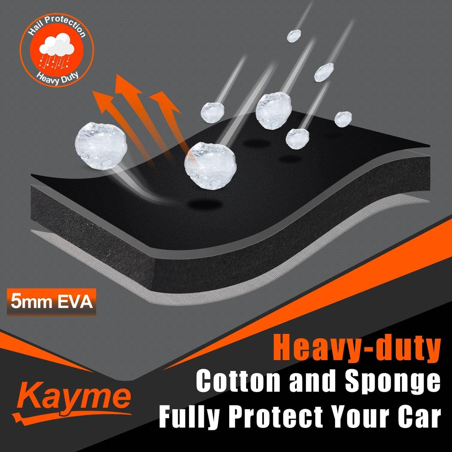 Kayme Hail Protector Car Cover，Anti Hail Thickened Multi-Layered EVA Car Cover Waterproof All Weather with Wind Straps, Outdoor Hail Protection Cover, Fits Sedan/Coupe 186-193 Inch Vehicles