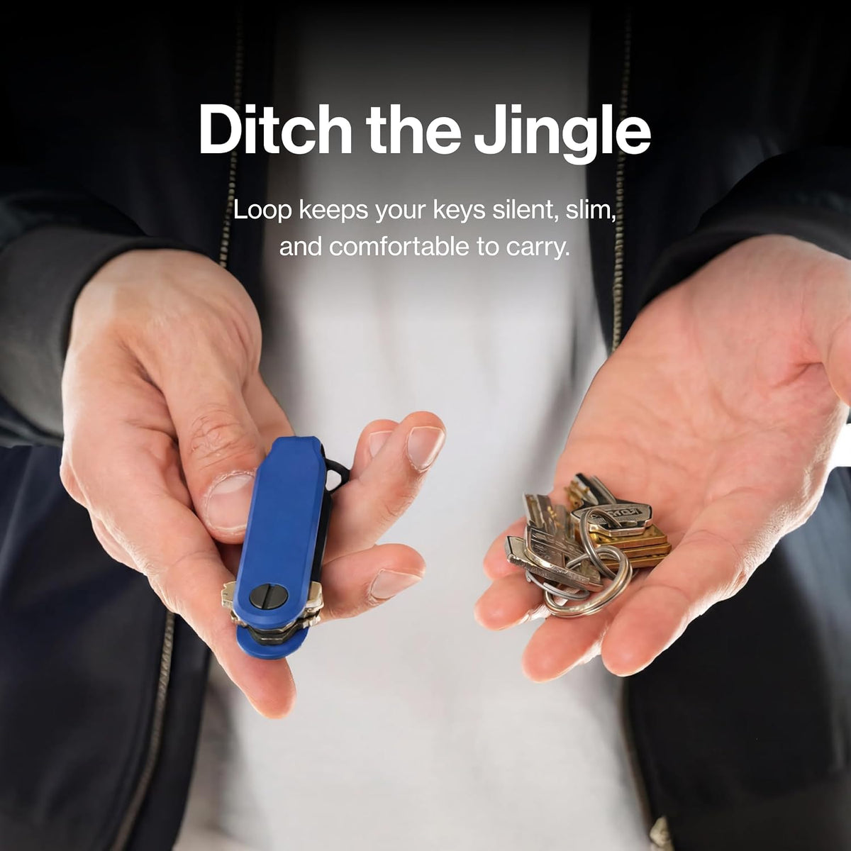 KeySmart Loop - Keychain Key Holder, FKM Silicone, Compact Key Organizer for Key Chain, Clutter-Free Compact EDC Key Chains