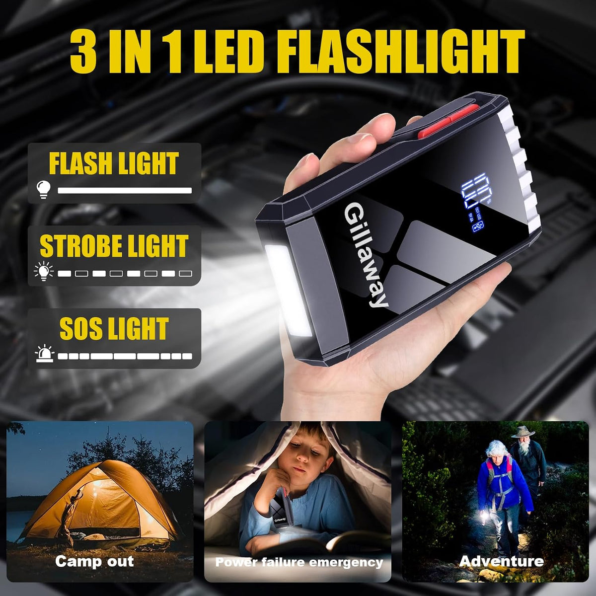 012 Jump Starter Car Jumper Starter Portable with 150PSI Tire Inflator, Battery Jumper Starter Portable, Air Compressor, Flashlight