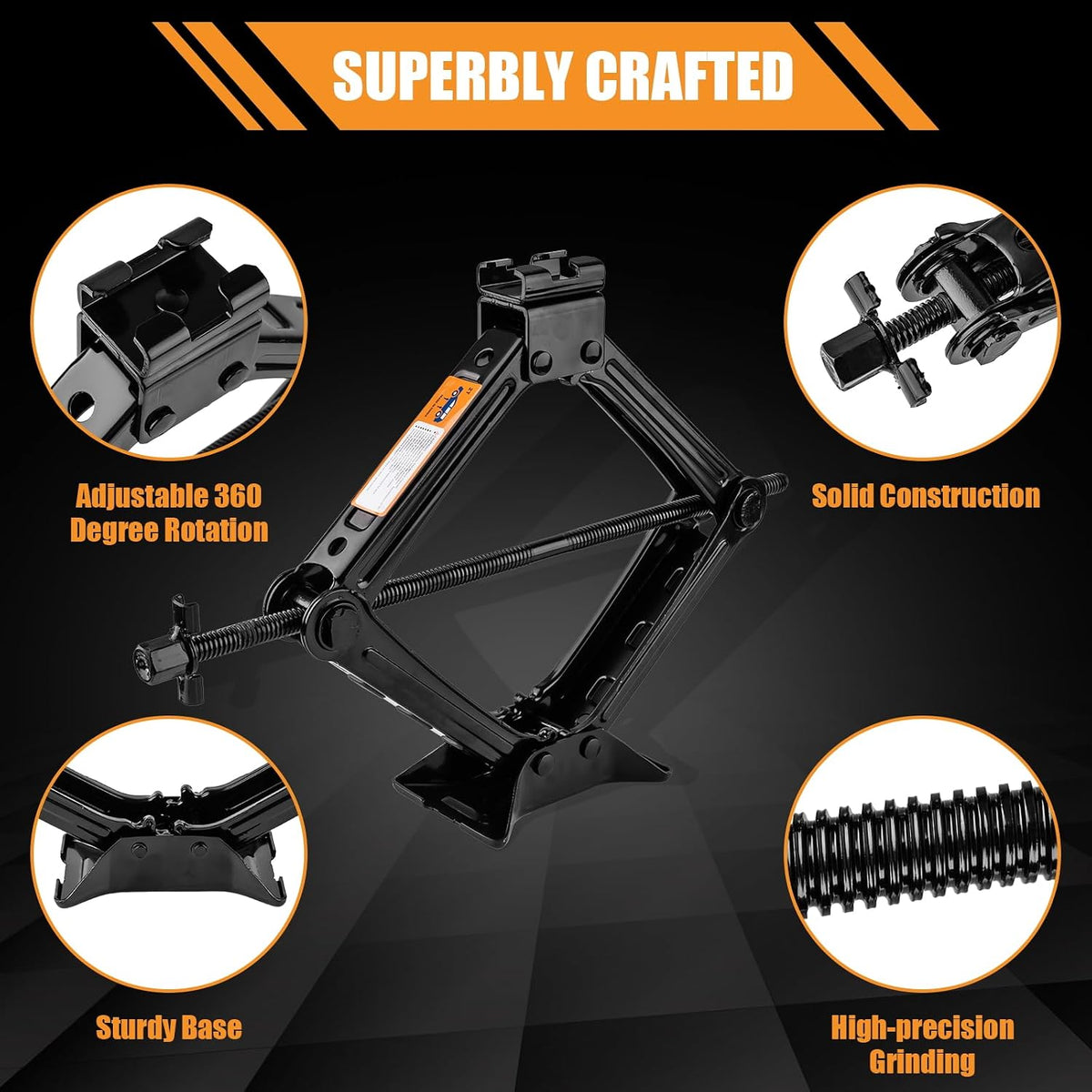 Beaiguna Portable Car Jack Kit, 2 Ton (4409 lbs) Scissor Jack for Car, Upgrade Emergency Spare Tire Changing Repair Kit, Scissor Jack Kit with Lug Wrench, Universal Vehicle Scissor Lift Jacks for SUV