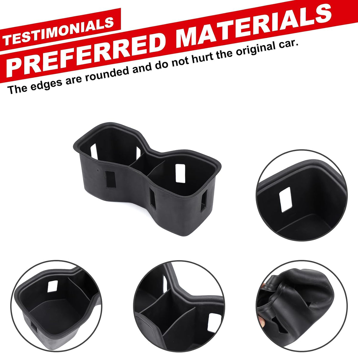 Center Console Cup Holder Insert Compatible with Nissan Frontier 2022-2025,TPE Car Drink Cup Holder Expander Adapter Interior Accessories 1PCS (Black)