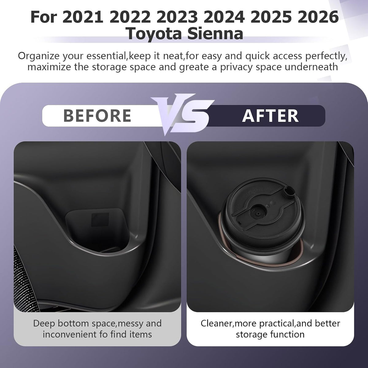 LUWU Cup Holder Compatible with 2021 2022 2023 2024 2025 2026 Toyota Sienna Accessories Rear Seat Door Side Silicone Cup Holder Insert Sienna 2026 Accessories 2-Pack