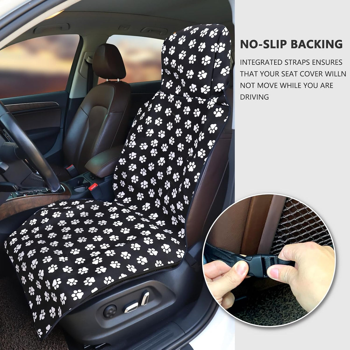 3tyto Universal Car Seat Covers, Waterproof Neoprene Seat Covers - Waterproof & Sweatproof, Machine Washable, Non-Slip Seat Protector for Car, Truck, SUV, Van (Paw, 1 Pack)
