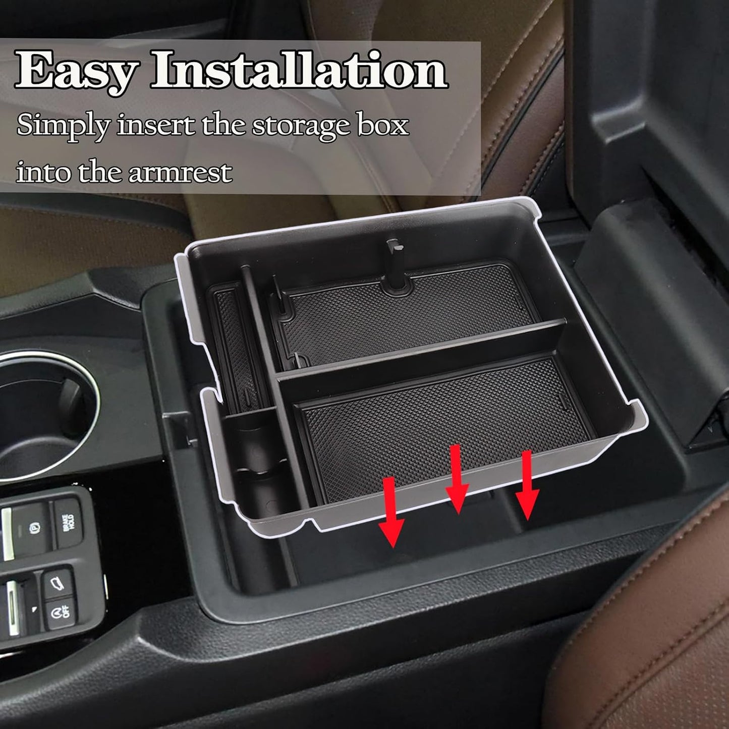 Center Console Organizer Tray Compatible with 2023-2026 Honda Pilot, 2024-2026 Honda Ridgeline/Passport Insert Storage Organizer Interior Divider Accessories (Armrest storage Tray)