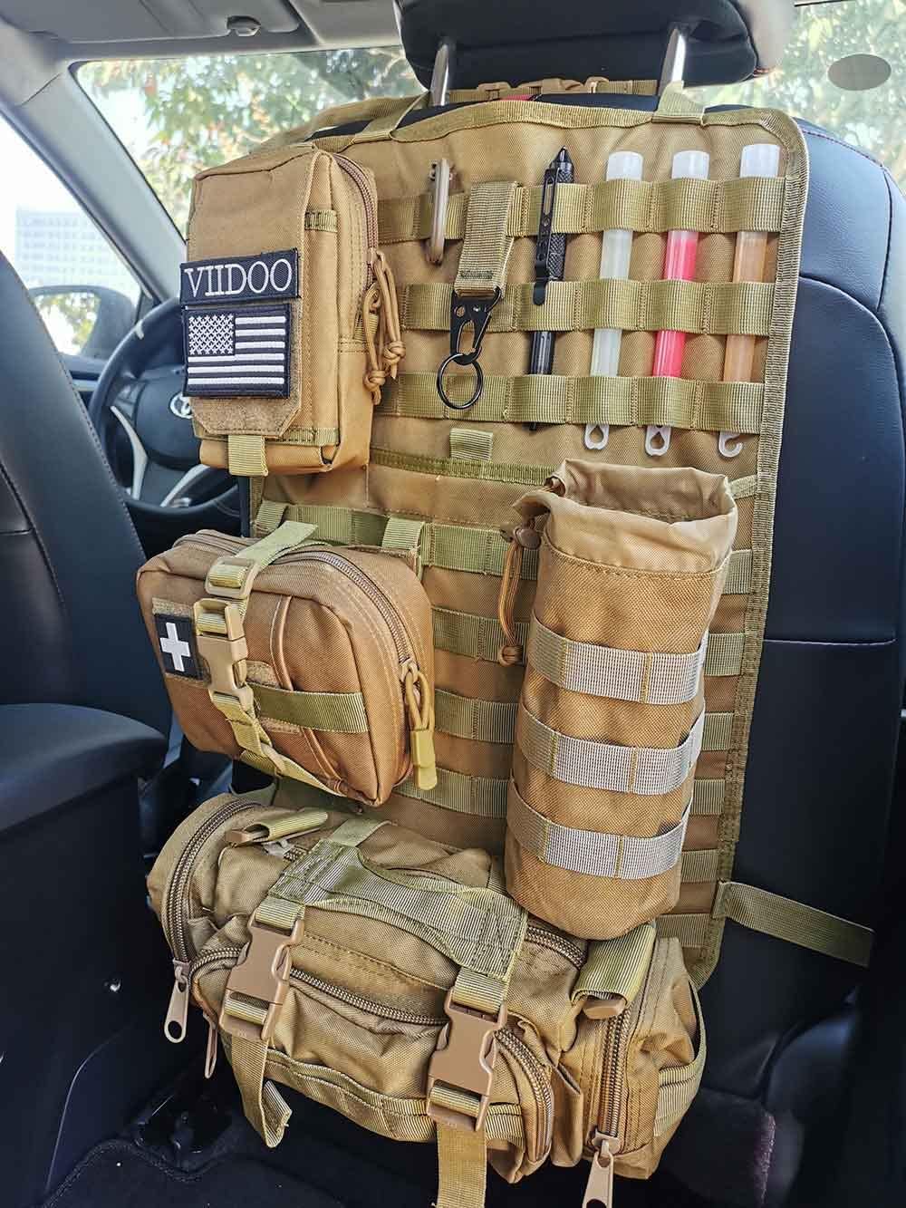 Tactical Seat Back Organizer, Od Green Molle Seat Covers, Tactical Car Vehicle Panel with Pouches for Truck Seat Back Organizers