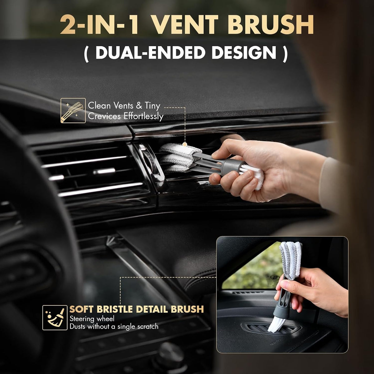 VCANENERGY 29PCS Car Cleaning Kit Interior Detailing for Men Women（Grey）