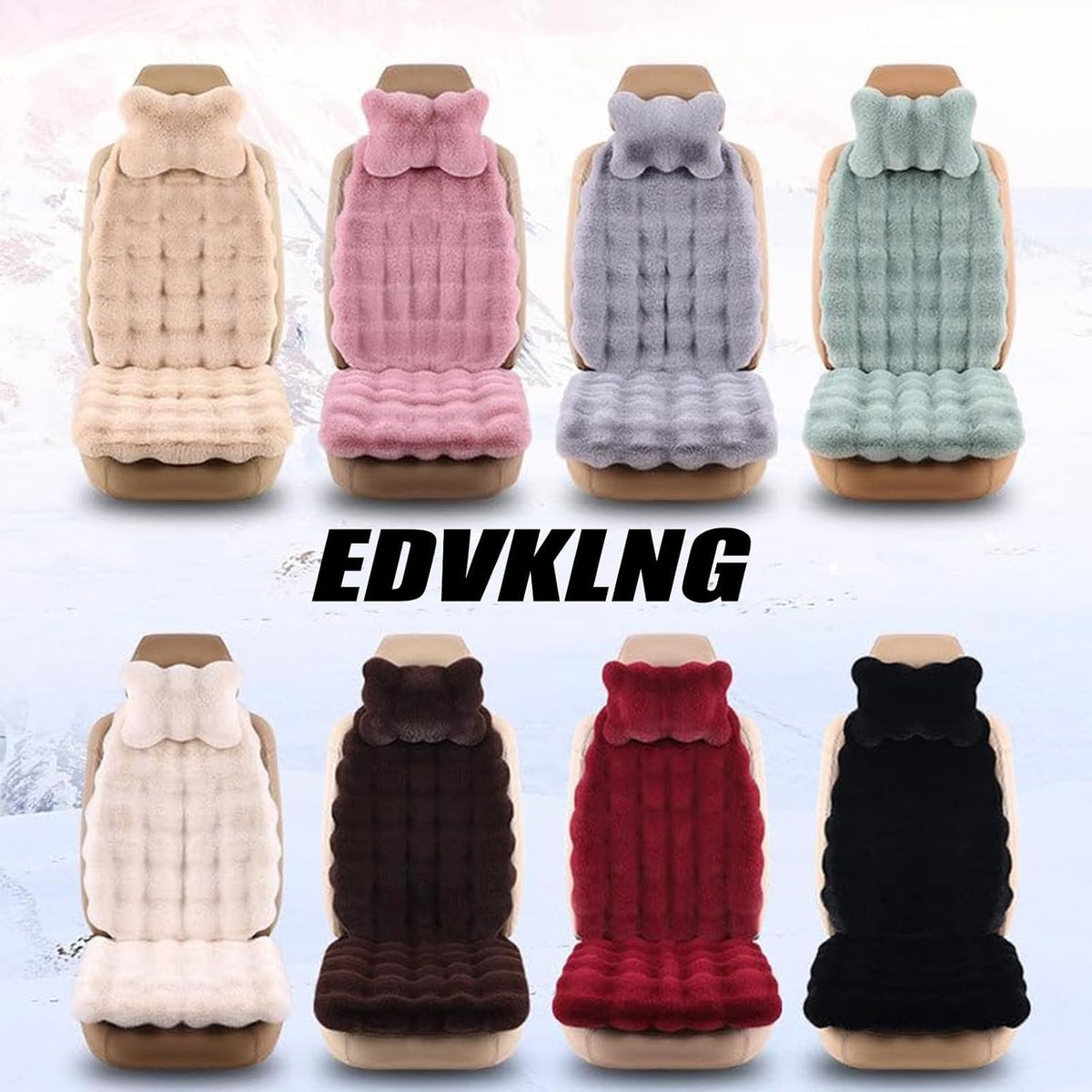 Luxury Thickened Plush Car Seat Cushion Set,Soft Fluffy Protector Warm Faux Rabbit Fur Non-Slip Front and Back Seat Covers (Pink,6pcs)