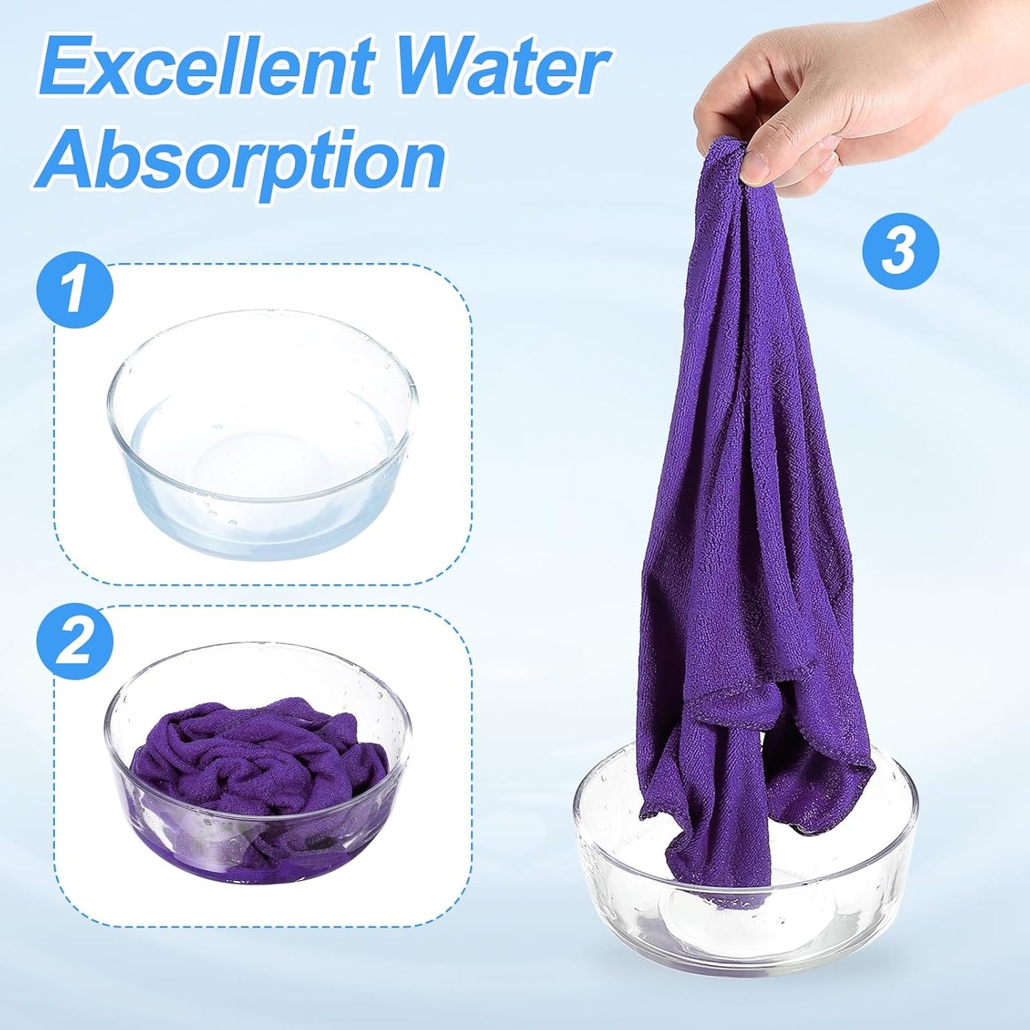 HARFINGTON 6 Pack Microfiber Cleaning Cloth, 24" x 16" Multi-Functional Cleaning Towels Reusable Absorbent Rags for Car Wash Kitchen Household Window Clean, Purple