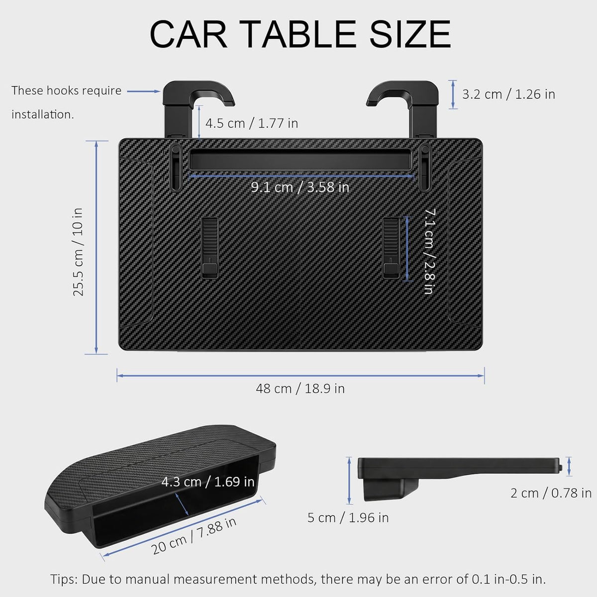 2 in 1 Steering Wheel Tray for Laptop & Eating, Adjustable Car Food Tray