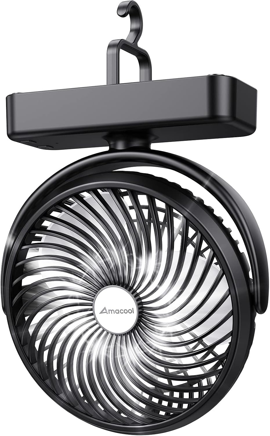 Portable Camping Fan with LED Lantern- 40H Work Time Rechargeable Battery Operated Fan with Hanging Hook for Tent Car RV Hurricane Emergency Outages Survival Kit Cruise Travel Camping Essentials Gear
