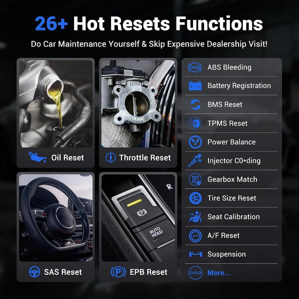 VDIAGTOOL D200 Bluetooth OBD2 Scanner with Bidirectional for iOS & Android