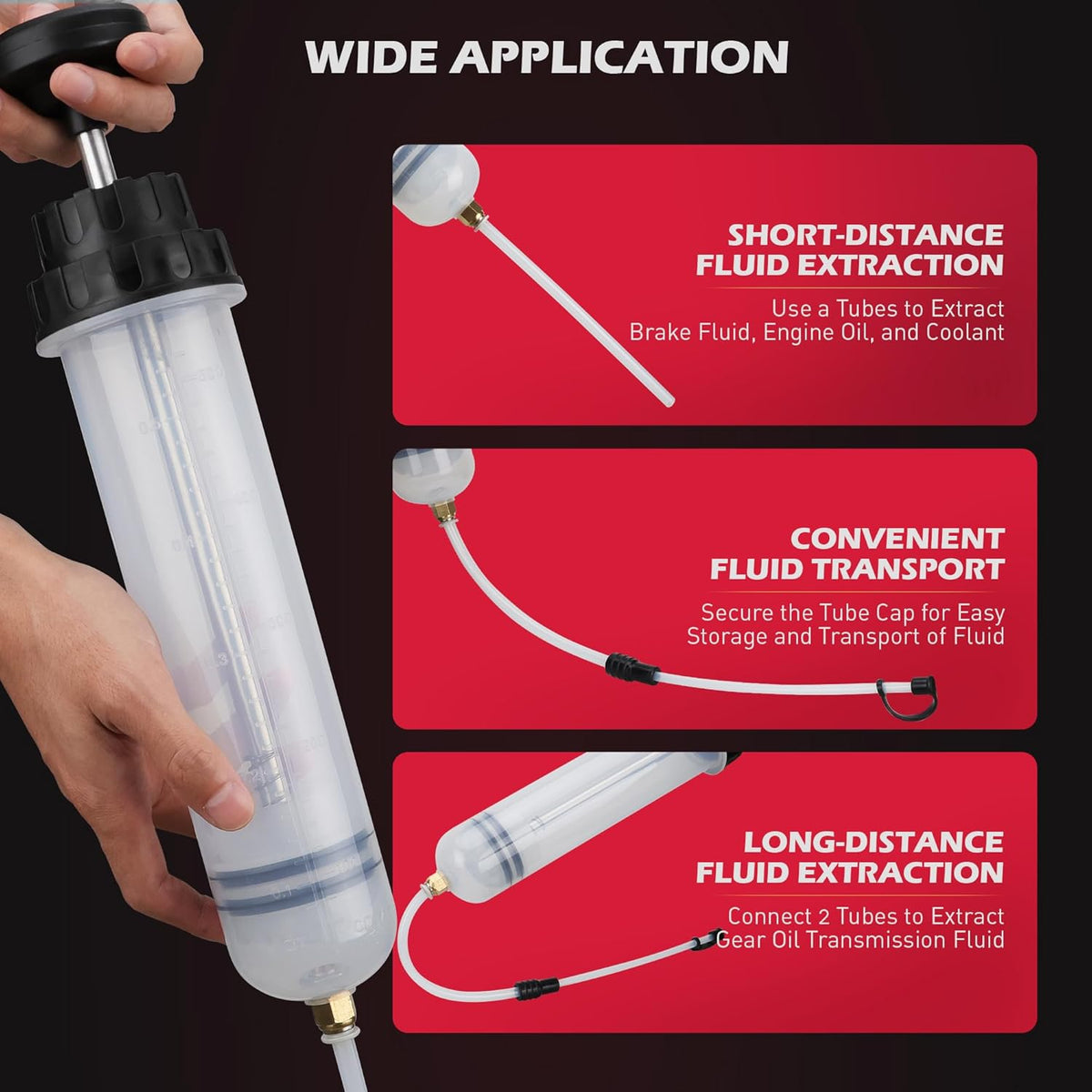 SEDY 500CC Fluid Extractor, Multi-Purpose Oil Syringe, Oil Suction Pump, Manual Extraction and Filling Pump, Automotive Oil Syringe(17.6 Oz./0.45 Qt./500 CC)