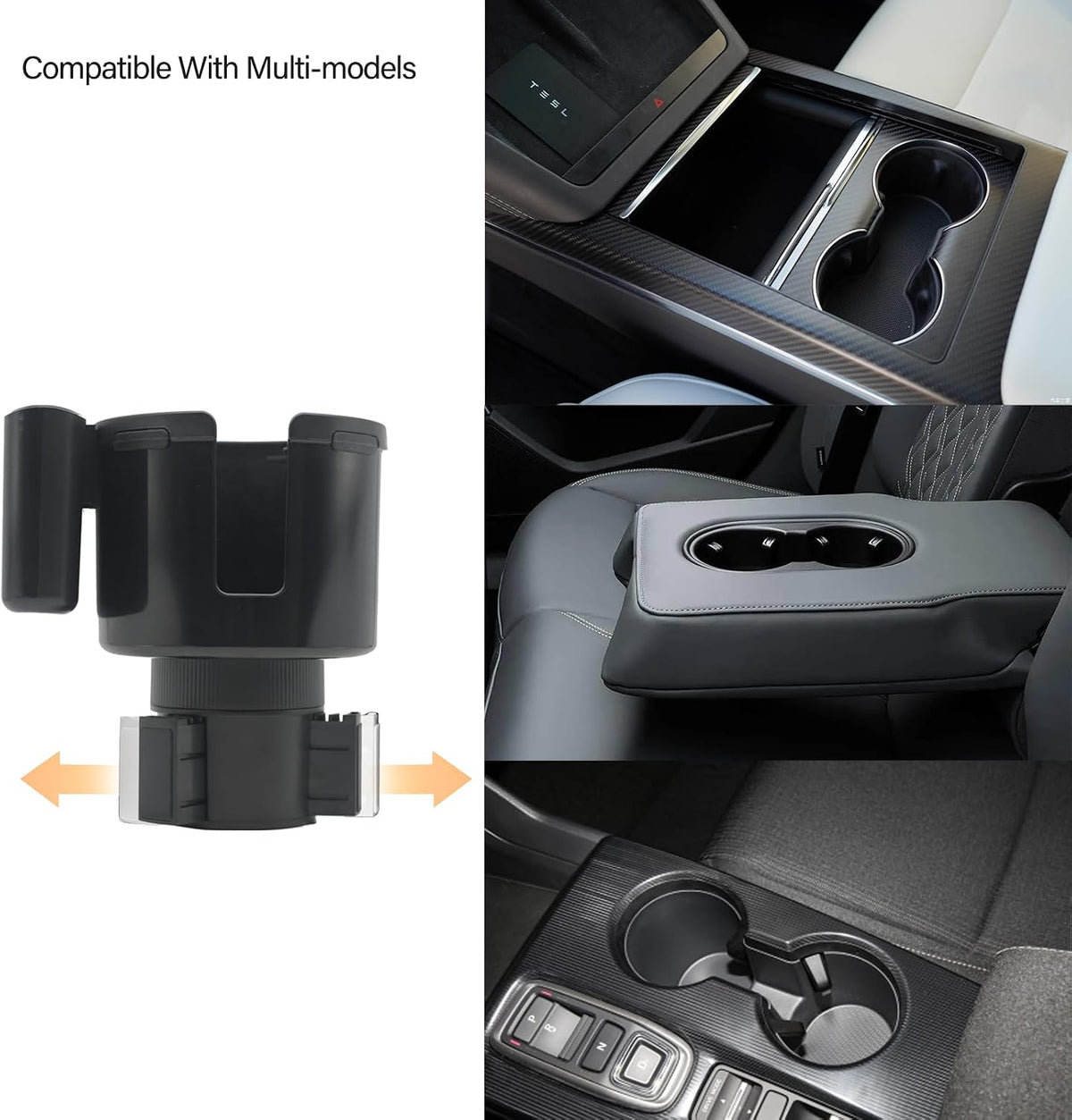 2-in-1 Car Cup Holder Expander with Phone Holder, Universal Cup Holder Adapter, Fits Yeti 14/24/36/46oz, Hydroflask 32/40oz & Large Water Bottles, Adjustable Base Fits Tesla, Truck, RV, SUV