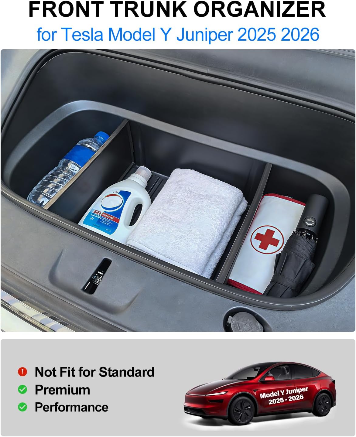 for Tesla Front Trunk Partition Model Y Juniper Accessories 2025 2026 Front Trunk Organizer Dividers Frunk Partition TPE Model Y Supermarket Daily Travel Goods Storage Separation 2PCS